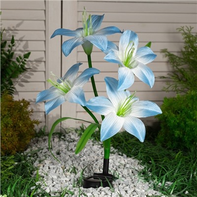 Светильник садовый на солнечной батарее "Лилия синяя" 80 см, 4 LED, RGB