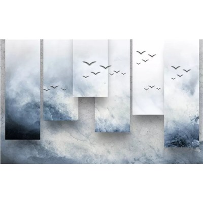 3D Фотообои «Птицы в тумане»