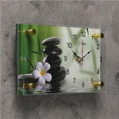 Часы настольные и настенные "Цветок и камни", плавный ход, 13 х 23 см, микс