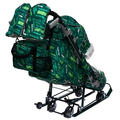 Санки-коляска «Ника Детям НД7-8S спортивный», цвет зелёный