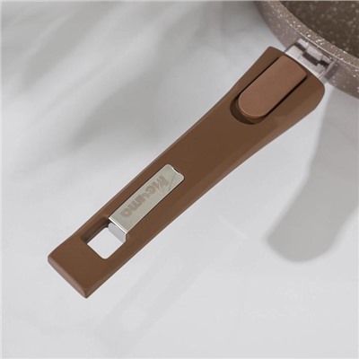 Сковорода «Гранит», d=28 см, съёмная ручка, стеклянная крышка, антипригарное покрытие, цвет коричневый