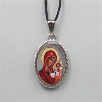 BJK003-12 Кулон / нательная икона Пресвятая Богородица с младенцем, 2-сторонний