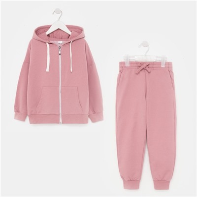 Костюм (брюки/толстовка) для девочки , цвет пыльно-розовый, рост 104