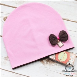 Двухслойная шапочка Розовая + шоколад "Отличница"