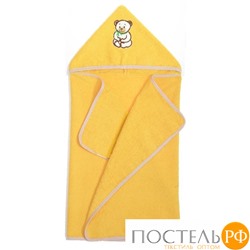 Полотенце с капюшоном, махра цв ярко-желтый, аппликация Медведь 60х120
