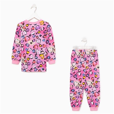 Пижама для девочки, цвет розовый/сердечки, рост 98 см