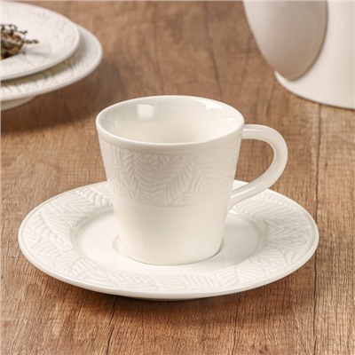 Кофейная пара Magistro «Лист», чашка 100 мл, 10,5×7,5×7 см, блюдце d=15 см