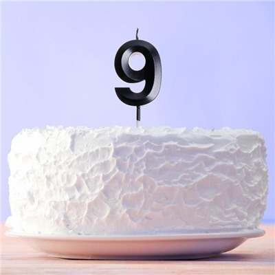 Свеча в торт цифра "9" , черная, 3,5 х 12 см