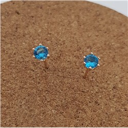 Серьги гвоздики коллекция Xuping ML покрытие позолота голубой камень