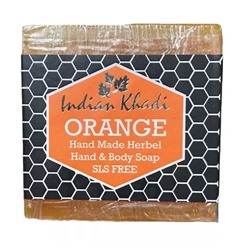 Мыло Апельсин ручной работы без SLS Кхади Orange Hand Made Herbel Soap SLS Free Indian Khadi 100 гр.