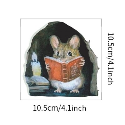Наклейка многоразовая интерьерная "Мышка в норке" 10,5*10,5 см (2718)
