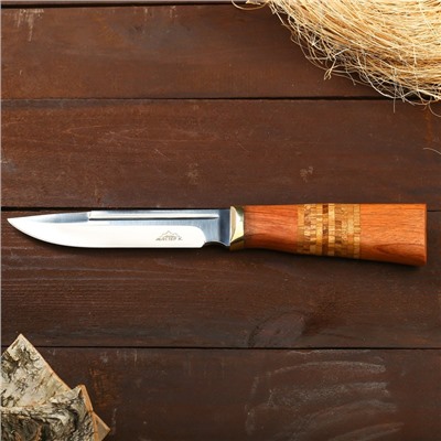Нож охотничий Мастер К, лезвие 12,5 см, в чехле, деревянная рукоять с пробковой вставкой