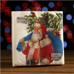 Новогодние салфетки бумажные Fresco "Дед Мороз", 2 слоя, 33*33 см, 20 листов