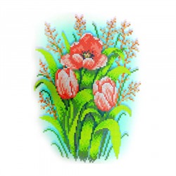 Ткань-схема для вышивания бисером и крестом "Тюльпаны" 18,5х24,5см (кбц 4025)