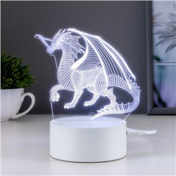 Светильник сенсорный "Дракон" LED 7 USB/от батареек белый 13х9,5х15,5см