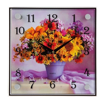 Часы настенные, серия: Цветы, "Полевой букет", 25х25  см, микс