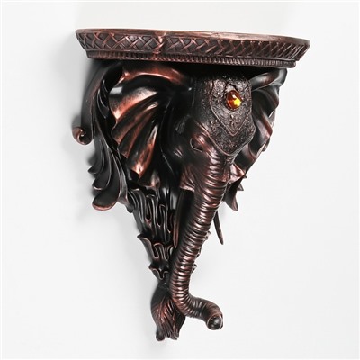 Декор настенный-полка "Индийский слон" 34.2 x 30.5 см, цвет бронзы
