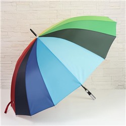 Зонт - трость полуавтоматический «Радуга», ветроустойчивый, 16 спиц, R = 59 см, цвет разноцветный