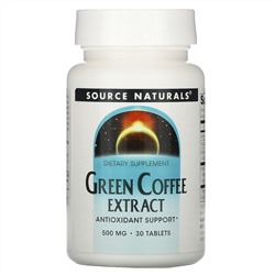 Source Naturals, Экстракт зелёного кофе, 500 мг, 30 таблеток