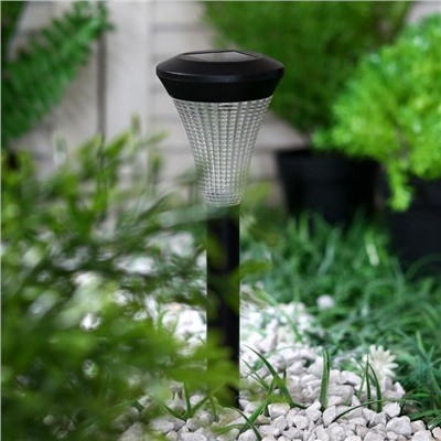 Садовый светильник на солнечной батарее «Рифлённый конус», 7 × 31 × 7 см, 1 LED, свечение белое