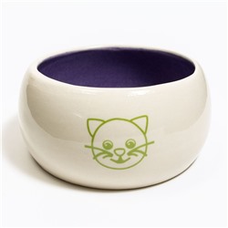 Миска керамическая со скошенным краем "Верный кот", 10,5 х 5,6 см, бело-фиолетовая