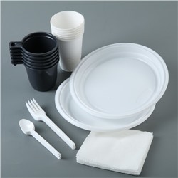 Набор одноразовой посуды «Чайный №2», 6 персон, цвет МИКС