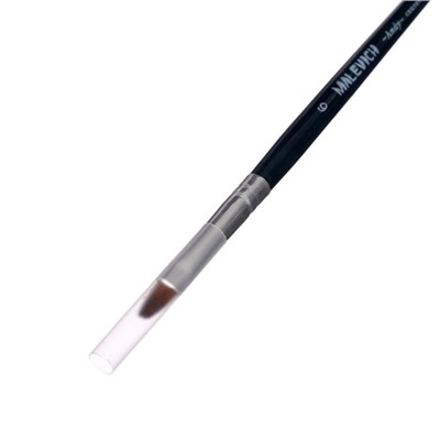 Кисть Синтетика Плоскоовальная Malevich Andy № 6, b-6.0 мм, L-10 мм (короткая ручка), синий лак