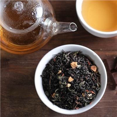 Чай чёрный и зелёный "Крепкий Чай", пряный апельсин, 100 г