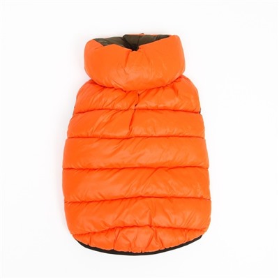 Куртка для собак двухсторонняя с воротником, ДС 28, ОШ 30, ОГ 47,  оранжевая/зелёная