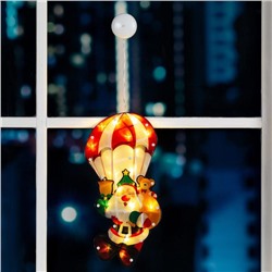 Светодиодная фигура на присоске «Дед Мороз на парашюте» 20 × 42 см, пластик, батарейки АААх3 (не в комплекте), свечение тёплое белое
