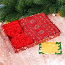 Подарочный набор: теплый шарф и повязка со свитком "Счастливого Нового Года!"