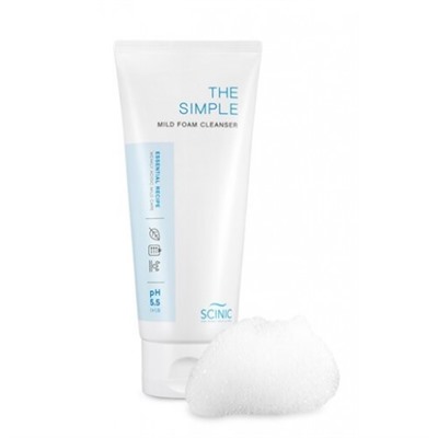 Слабокислотная пенка для умывания для чувствительной кожи Scinic The Simple Mild Foam Cleanser, 120 мл