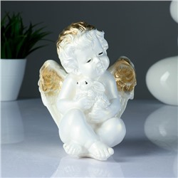 Фигура "Ангел с кроликом" белый 19х16х14см