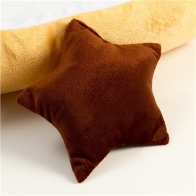 Лежанка мягкая  прямоугольная со съемной подушкой + игрушка звезда,  54 х 42 х 11 см, персик