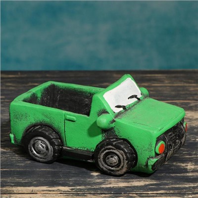 Горшок "Машинка" зеленое, 14*6,5*7см