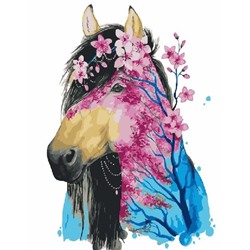 Картина по номерам 40х50 - Цветочная лошадь
