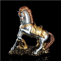 Статуэтка "Конь на дыбах", серебристый цвет, гипс, 35х17х37 см, микс