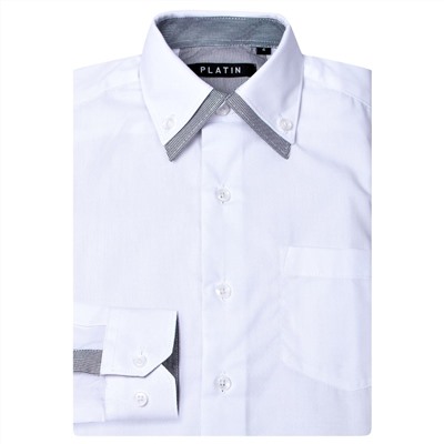 Рубашка Platin белого цвета длинный рукав для мальчика