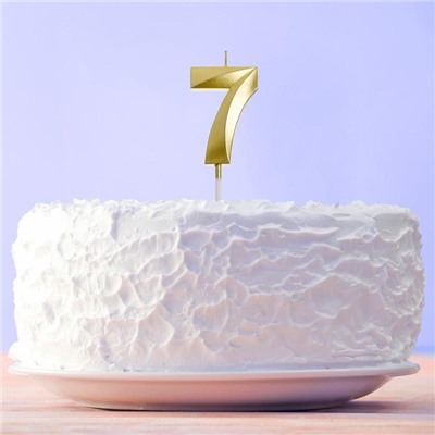 Свеча в торт цифра "7" , золото, 3,5 х 12 см