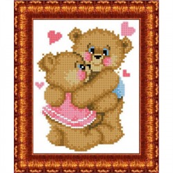 Ткань-схема для вышивания бисером "Влюбленные медвежата" А5 (кбж 5014)