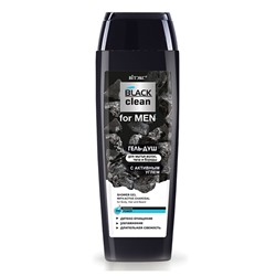 BLACK clean for MEN. Гель-душ с активным углем для мытья волос, тела и бороды, 400мл