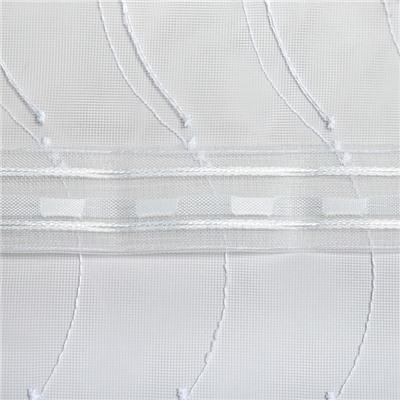 Штора тюль 250х260 см, вышивка, цв.белый, шторная лента, пэ 100%