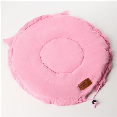 Лежанка для кошек на стяжке с ушками, цвет розовый 55 см