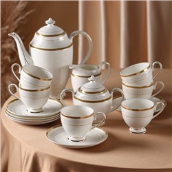 Сервиз чайный «Луи», 15 предметов: чайник 1,3 л, молочник 300 мл, сахарница 350 мл, 6 чайных пар 160 мл