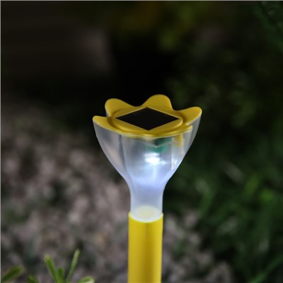 Фонарь садовый на солнечной батарее "Цветок желтый", 29 см, d=6 см, 1 led, пластик