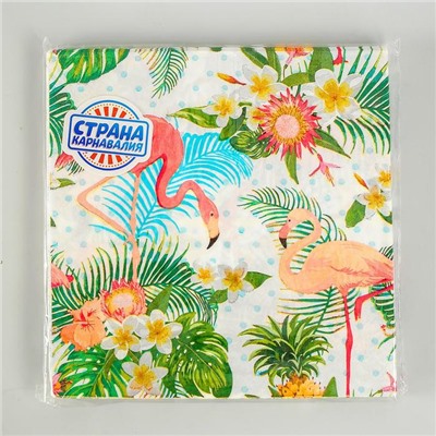 Салфетки бумажные «Фламинго с цветами», 33х33 см, набор 20 шт.