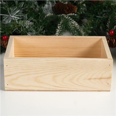 Кашпо деревянное 24.5×14×8 см "Новогоднее. Ho-ho-ho, еловая ветвь"