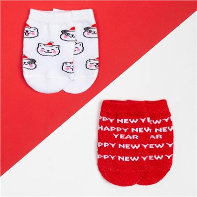 Набор новогодних детских носков Крошка Я «Киса», 2 пары, 6-8 см