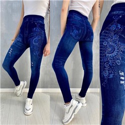 Леггинсы женские с джинсовым принтом арт. 883248
