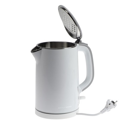Чайник электрический Redmond RK-M124, металл, 1.5 л, 2200 Вт, бело-серый